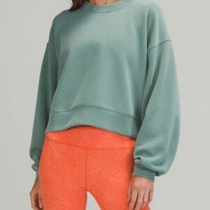 NWT Lululemon Perfectly Oversized Crop Crew Sweatshirt 4 Silver Blue